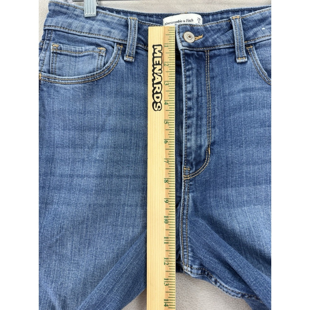 Abercrombie & Fitch A&F Mom Jeans High Rise Cropped Straight Leg Blue 29/8R - Picture 4 of 8